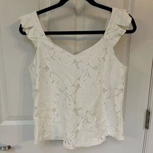 White Floral Lace Sleeveless Blouse